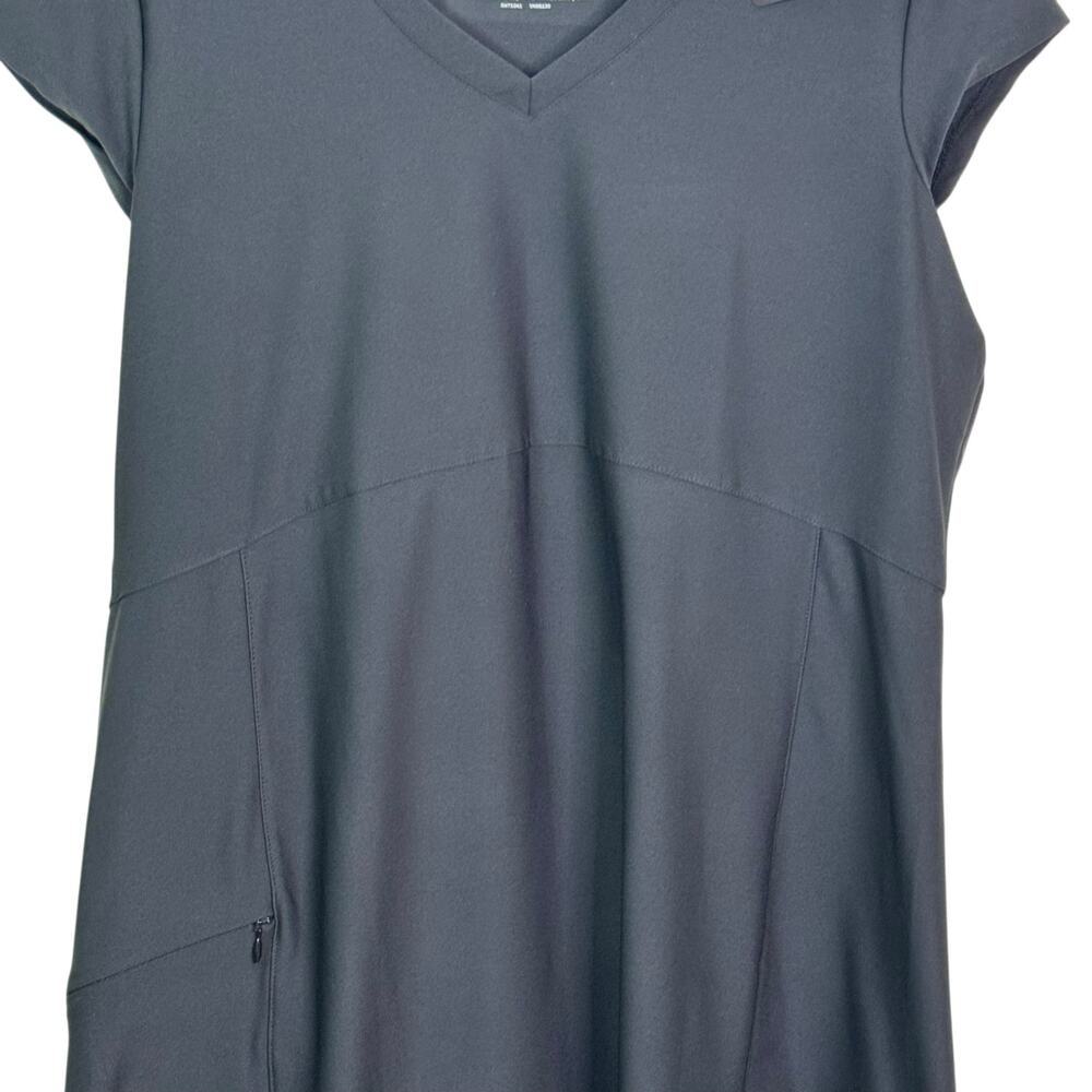 LL Bean Size XL Sport Fitness V-Neck Dress with Zippered Pocket and Cap Sleeves - Picture 3 of 8